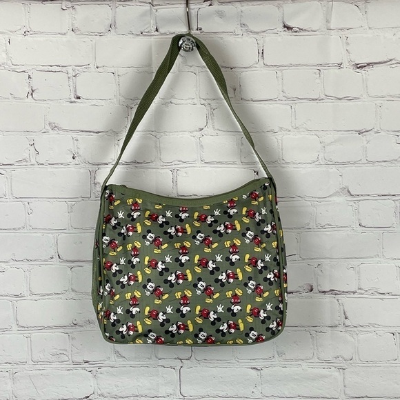 Mickey Mouse Purse From Disney Olive Green With Mickeys All Over shoulder Bag - Picture 1 of 8